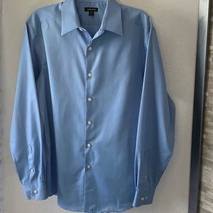 Claiborne Slim Fit Cotton Easy-Care sold blue pinstripe Dress Shirt Size 16